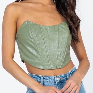Princess Polly Zahara Pu Bustier Sage Croc